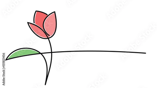 Fototapeta The symbol of a stylized red flower.
