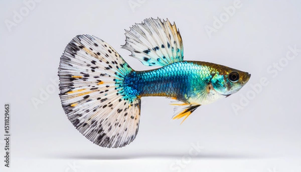 Obraz Beautiful guppy fish on white background