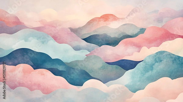 Obraz Soft Pastel Cloud Shapes Abstract Background, Textarea