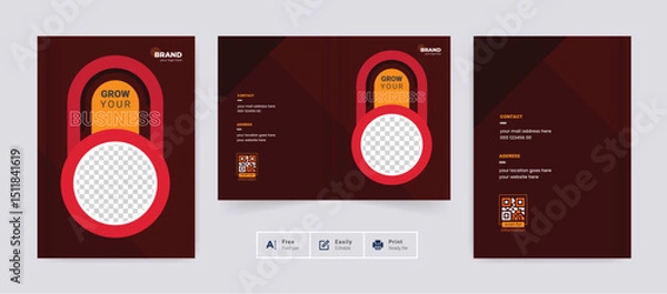 Obraz Corporate abstract brochure cover page annual report book cover business profile design template elegant modern editable text