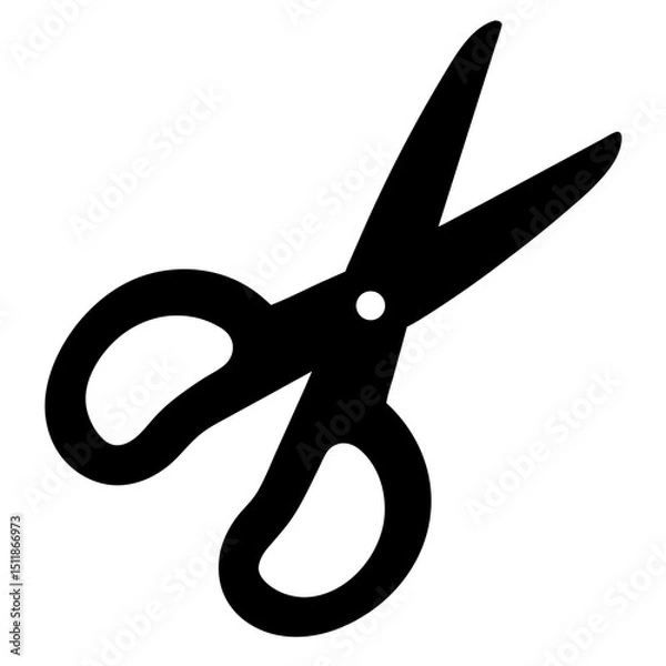 Fototapeta Silhouette illustration of open scissors used for cutting and trimming tasks