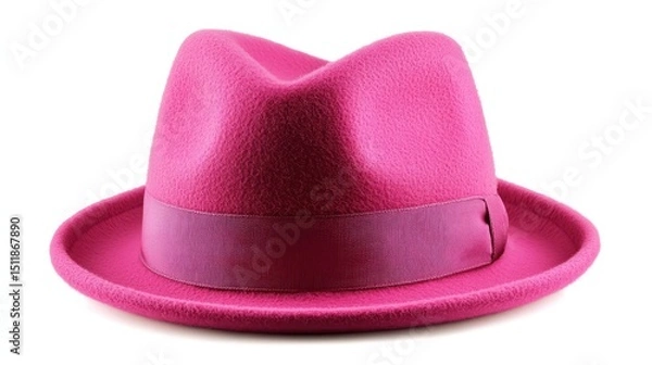 Obraz Magenta Hat: A stylish magenta hat, designed with a classic fedora silhouette, capturing a blend of sophistication and modernity. The hat's rich color and sleek design create a timeless fashion.