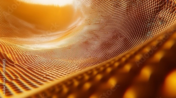 Obraz Golden honeycomb structure with a flowing abstract pattern and gentle curves