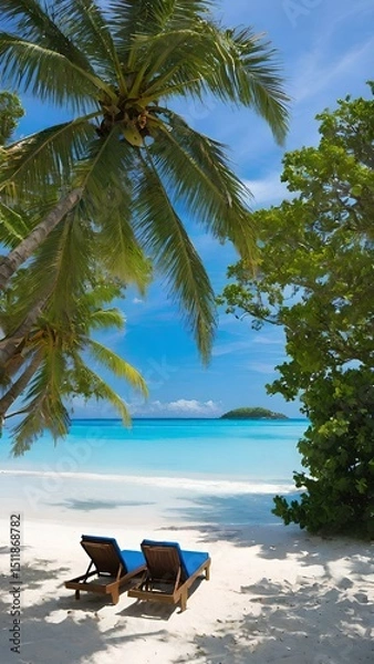 Obraz tropical beach with palm trees