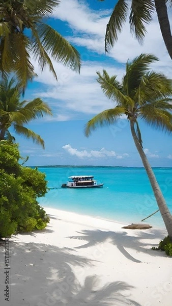 Obraz tropical beach with palm trees