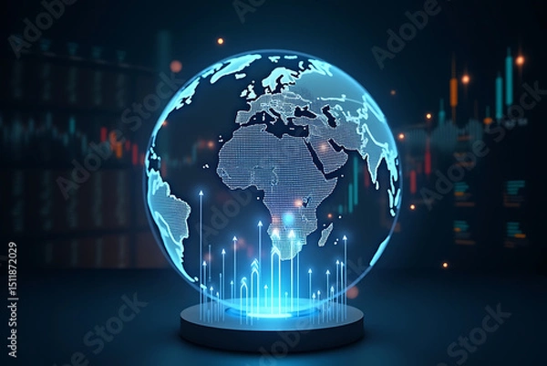 Obraz World business graph., Digital finance.Financial investment Stock Market Trends, AI-generated