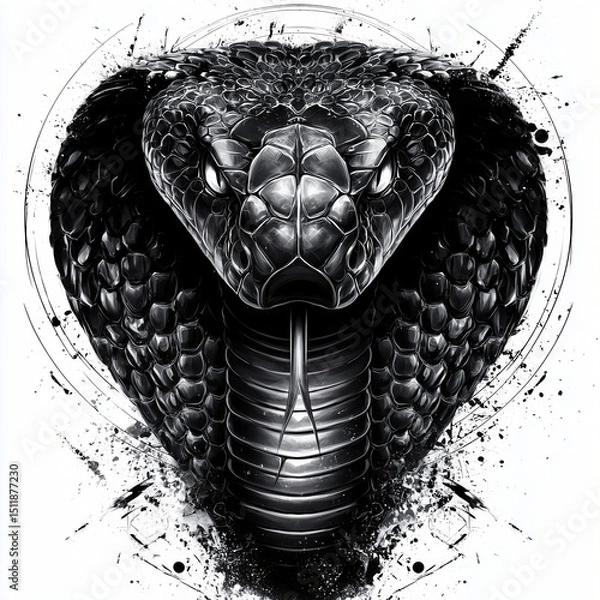 Obraz Black and white drawing of snake head