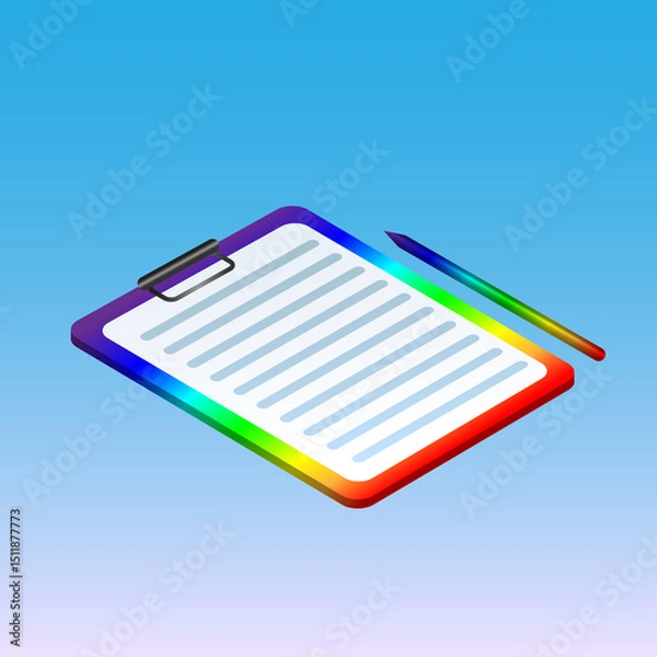 Obraz Rainbow Medical Folder with Pen – Flat Isometric Vector