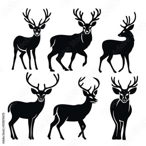 Fototapeta deer silhouette  icon set isolated on white background.