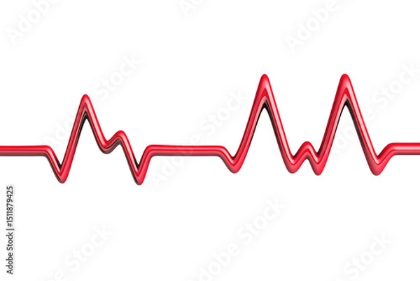 Obraz Red glossy cardiogram line on transparent background