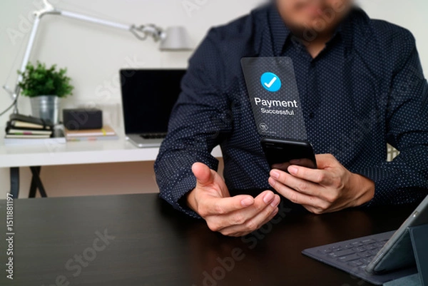 Fototapeta Secure Online Payment with Digital Confirmation