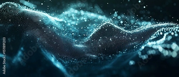 Obraz Abstract data landscape visualization with glowing particle system concept
