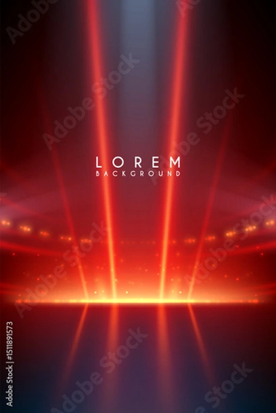 Fototapeta Red lights stage on black background