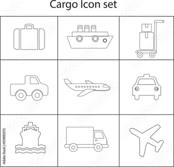Fototapeta Logistics  Line Icons set, Outline icon collection. Vector illustration. Editable stroke
