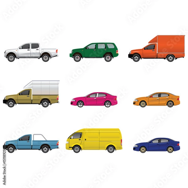 Fototapeta car icons set , silhouette of car
