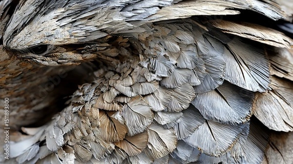 Fototapeta Close-up Abstract of Bird Feathers Exhibiting an Intricate Pattern and Texture
