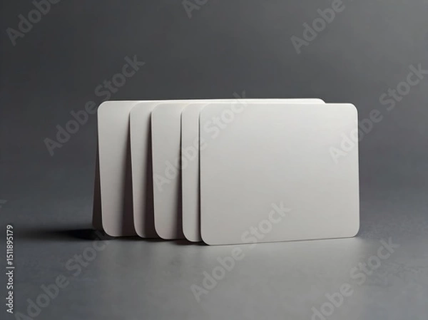 Fototapeta Blank Trading Cards Mockup – 3 Rounded Corner Cards on Gray Background for Branding Presentation