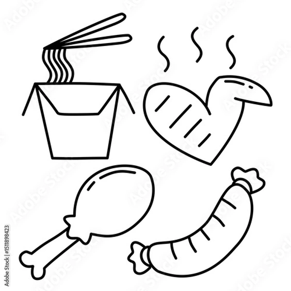 Obraz junk food icon set