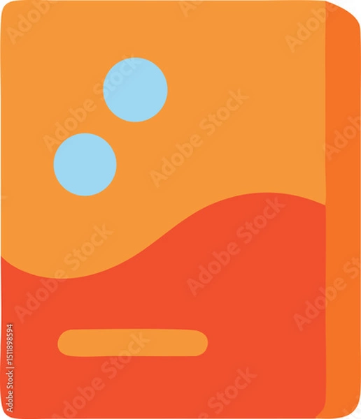 Obraz Orange and red box with two blue circles suitable as a logo or icon for a modern and vibrant company branding.