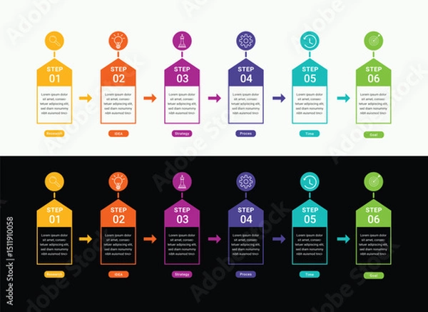 Fototapeta Vector infographic label template with icons. 6 options or steps. Infographics for business concept. Can be used for info graphics, flow charts, presentations, web sites, banners, printed materials