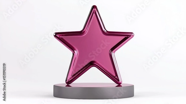 Fototapeta A shiny pink star on a gray base.