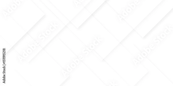 Fototapeta Abstract white and gray background design with layers of textured white transparent material in triangle and squares shapes. White color technology concept geometric line vector background.