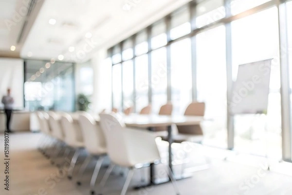 Obraz Modern conference room with blurred focus on presentation area