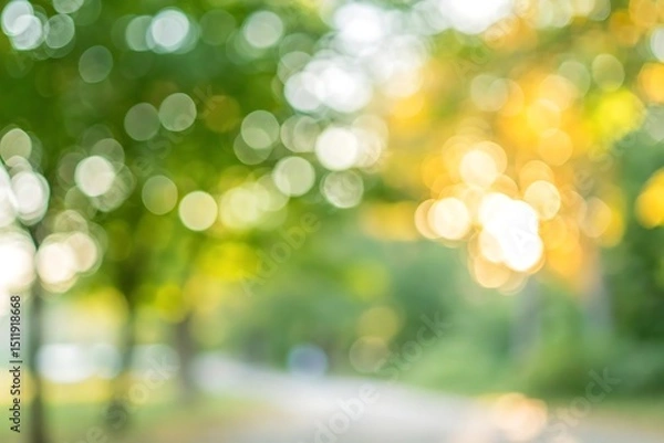 Obraz Soft bokeh of a sunlit park pathway