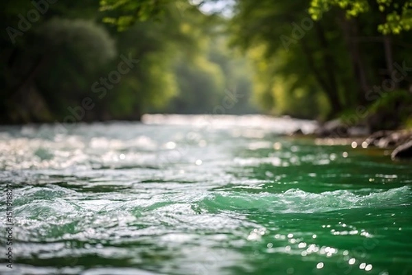 Obraz Serene river flowing through lush greenery