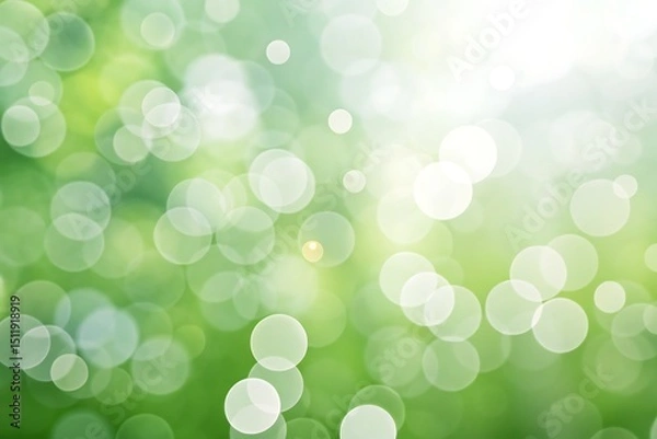Obraz Soft green bokeh background with light circles
