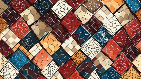 Fototapeta Vibrant Geometric Mosaic Pattern in Rich Colors