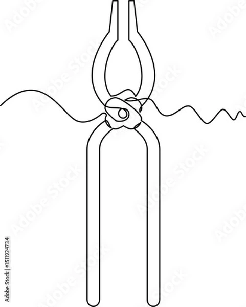 Fototapeta one line art Blacksmith Tongs vector illustration. line art, one continuous line, simple, hand drawn and sketch style. for icons, symbols, signs or logos. PNG
