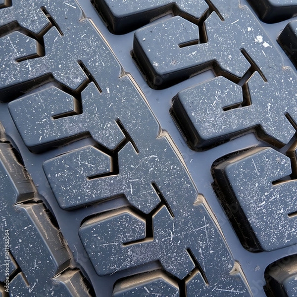 Fototapeta Weathered Tire Tread – Faded Rubber Surface with Dust and Cracks, Ultra Close-Up