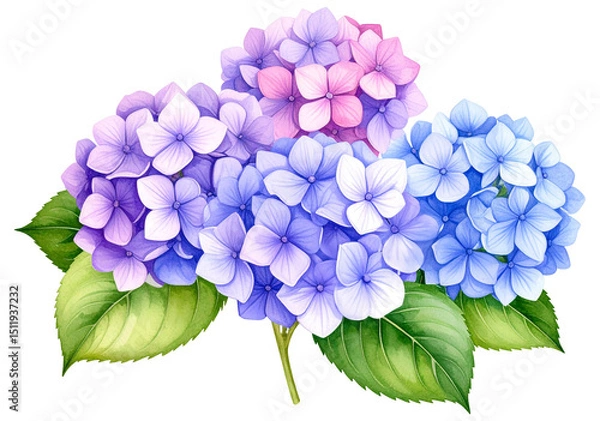 Fototapeta 紫陽花の水彩画イラスト素材
