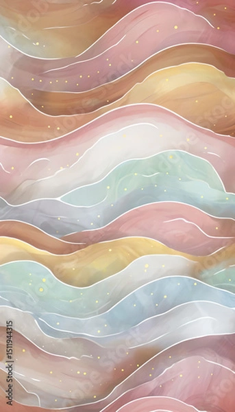 Fototapeta Pastel Waves Create Playful Abstract Rainbow Pattern