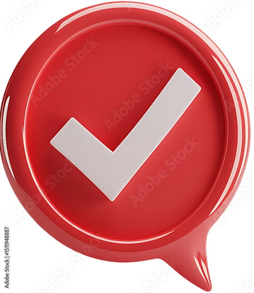 Fototapeta Red Check Mark Icon Approval Confirmation Success Symbol
