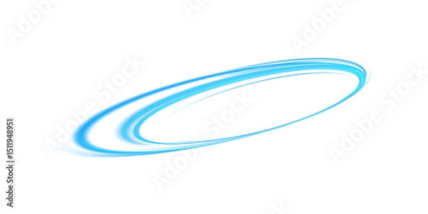 Fototapeta PNG Blue Energy Curve Light Trail with Neon Glow Effect on Transparent Background for Futuristic or Motion Design