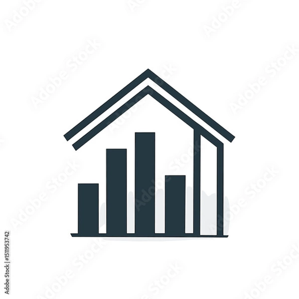 Fototapeta Stylized House with Integrated Vertical Bar Graph
