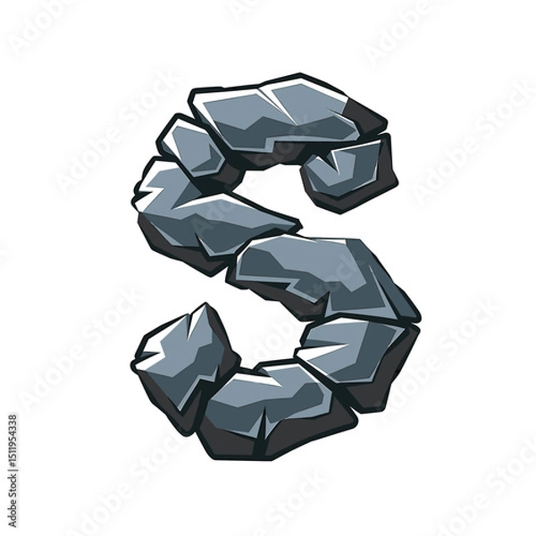 Fototapeta Three-Dimensional Stone Letter S with Rough Texture