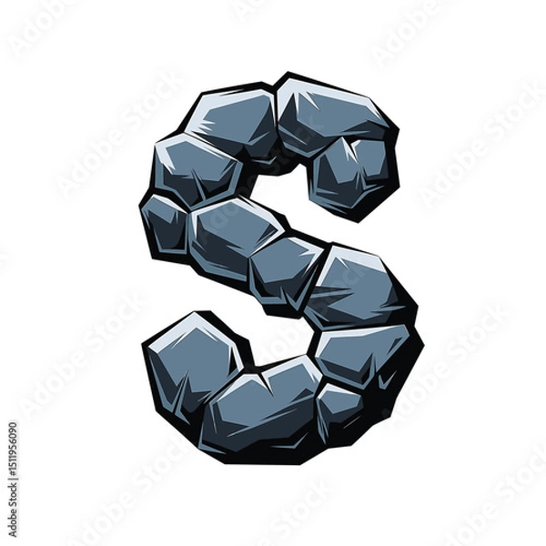 Fototapeta Three-Dimensional Stone Letter S with Rough Texture