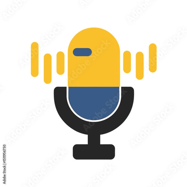 Fototapeta Modern Stylized Microphone with Sound Wave Indicators