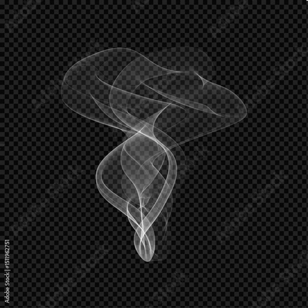 Fototapeta Super realistic Smoke vector element template design. Perfect curve Smoke on black background. Transparent Smoke. 