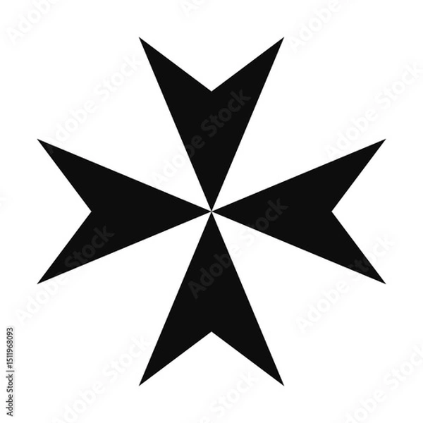 Fototapeta Maltese cross (Cross of Malta) thin symbol - Christian flat style vector icon isolated