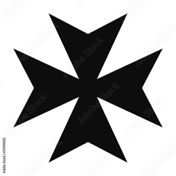 Fototapeta Maltese cross (Cross of Malta) bold symbol - Christian flat style vector icon isolated
