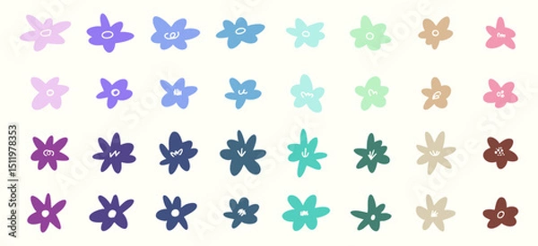 Fototapeta 手書きの花のイラストセット　ベクター カラフル