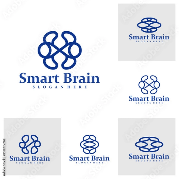 Obraz Set of Brain logo design concept vector. Brain Care Logo Design Template. Creative Symbol. Icon