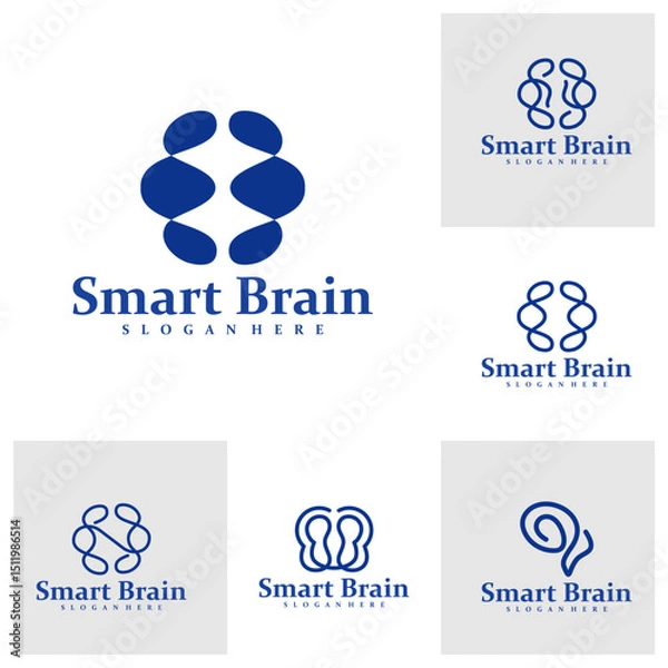 Obraz Set of Brain logo design concept vector. Brain Care Logo Design Template. Creative Symbol. Icon