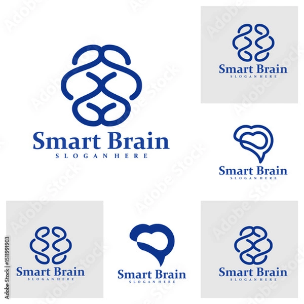 Obraz Set of Brain logo design concept vector. Brain Care Logo Design Template. Creative Symbol. Icon