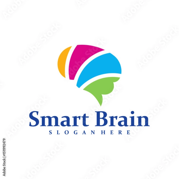 Obraz Colorful Brain logo design concept vector. Brain Care Logo Design Template. Creative Symbol. Icon