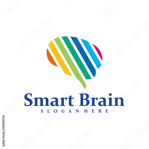 Obraz Colorful Brain logo design concept vector. Brain Care Logo Design Template. Creative Symbol. Icon